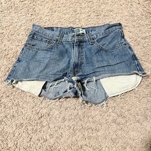 Levi's Blue Distressed Jean Shorts